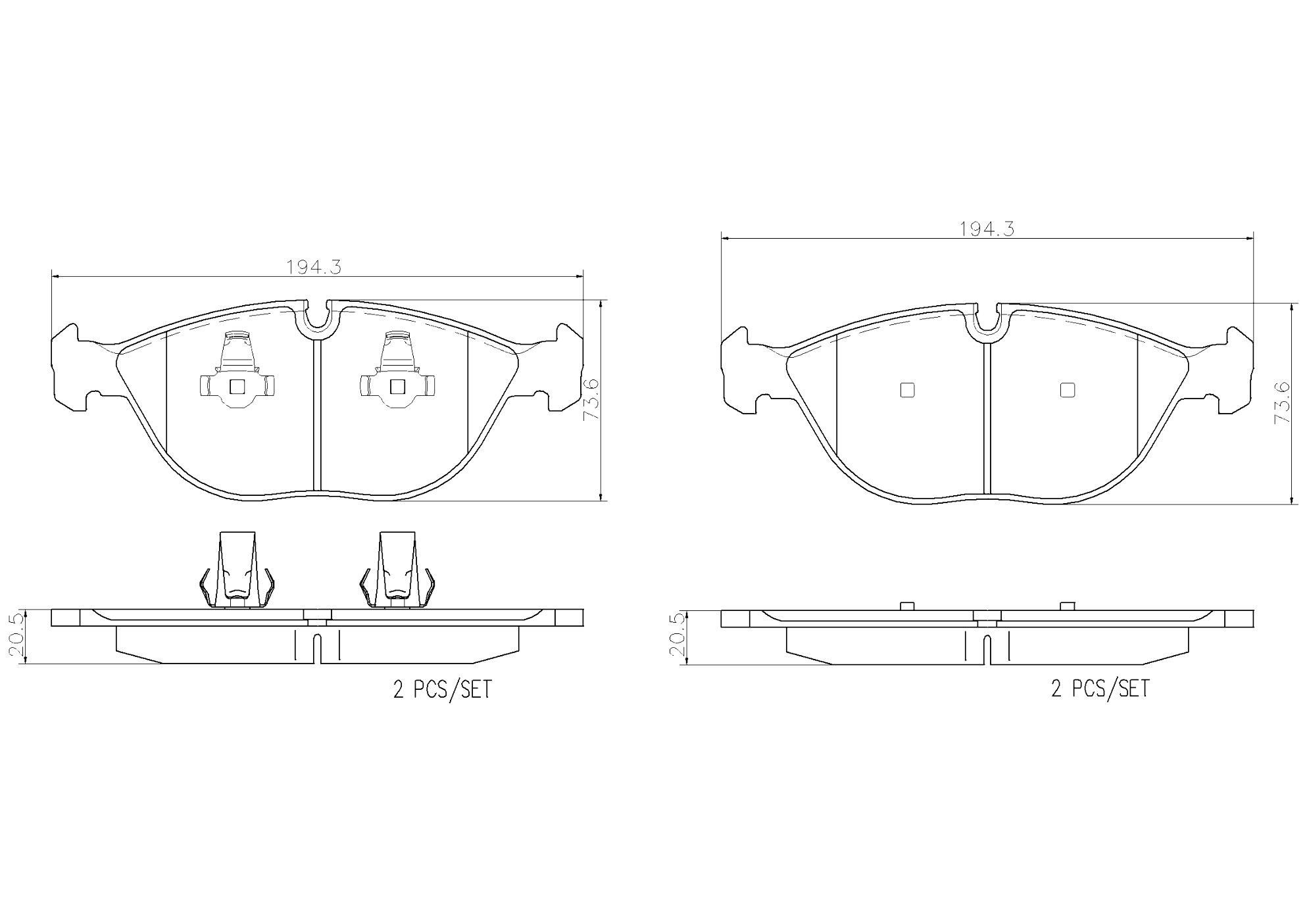 Mercedes Brakes Set Kit - Pads Front (Low-Met) (with Sensors) 8N0698151D - Brembo 1811864KIT